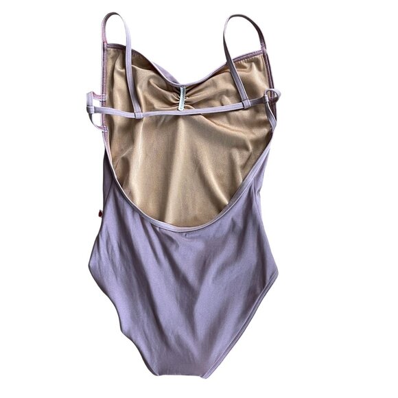 Yumiko Tamara Custom Nylon Mauve Leotard Pinched High Cut Full Lining Sz Small - Picture 1 of 3